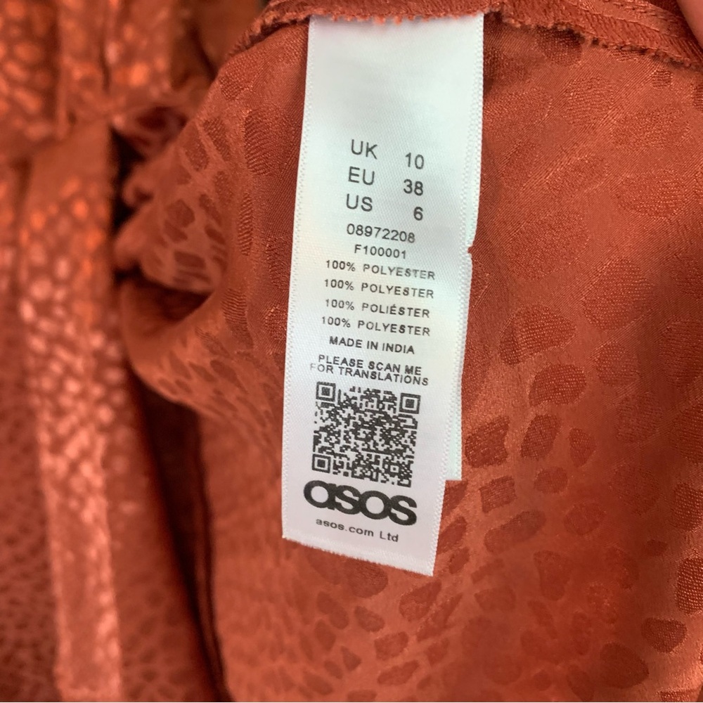ASOS Jacquard Rust Puff Sleeve Mini Dress, size 6 - Picture 11 of 13